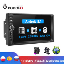 Load image into Gallery viewer, Podofo Android 2 Din Car Radio RAM 2GB+ ROM 32GB Android 7&#39;&#39; 2Din Car Radio Autoradio GPS Multimedia Player For Ford VW Golf
