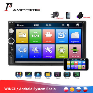 AMPrime Universal 2 din Car Multimedia Player Autoradio 2din Stereo 7" Touch Screen Video MP5 Player Auto Radio Backup Camera