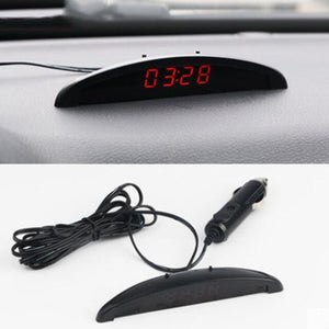 Car Electronic Clock Ornament Automotive Nightlight Mode Interior Temperature Voltmeter Decoration Watch Multifunction Accessory