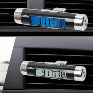 Car Air Outlet Clip Type LCD Electronic Watch Temperature Combination Car Interior Electronic Clock Watch Car Accessories