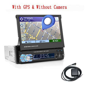 Podofo 1din Car Radio GPS Navigation 7" HD Retractable Screen MP5 Player Bluetooth Stereo Mirror Link Autoradio Rear View Camera