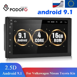 Podofo Android 8.1 2 Din Car radio Multimedia GPS Player 2DIN 2.5D Universal For Volkswagen Nissan Hyundai Kia toyota LADA Ford
