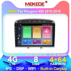 MEKEDE 4+64G car stereo for 2010-2015 2016 PEUGEOT 308 408 with GPS Navigation Head Unit Mirror Link 4G WiFi