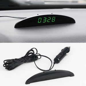 Car Electronic Clock Ornament Automotive Nightlight Mode Interior Temperature Voltmeter Decoration Watch Multifunction Accessory